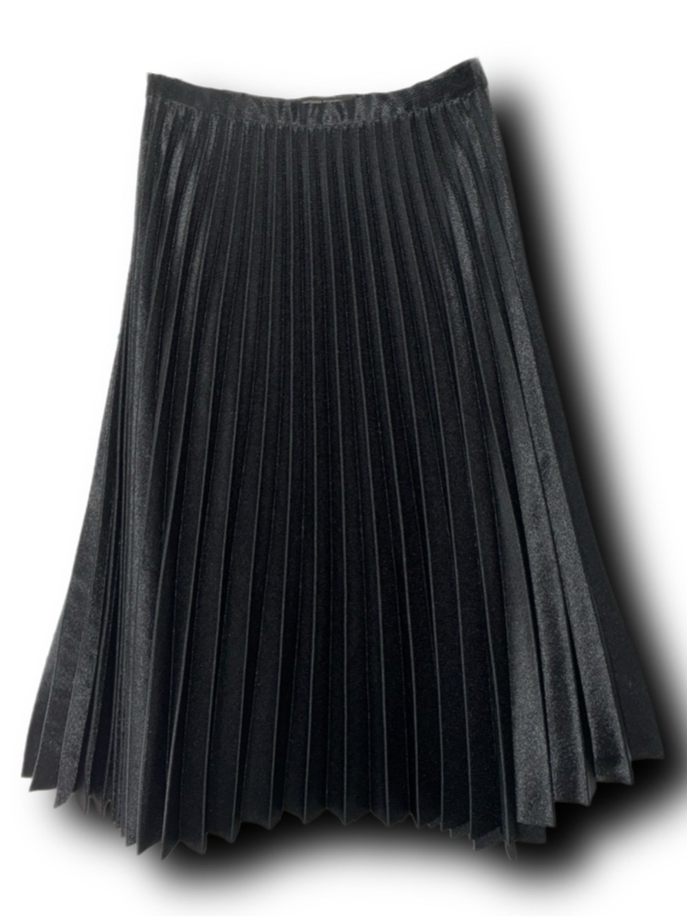 Banana Republic Satin Sheen Pleated Midi Skirt with Laser Cut Hem Whimsigoth - Picture 3 of 6